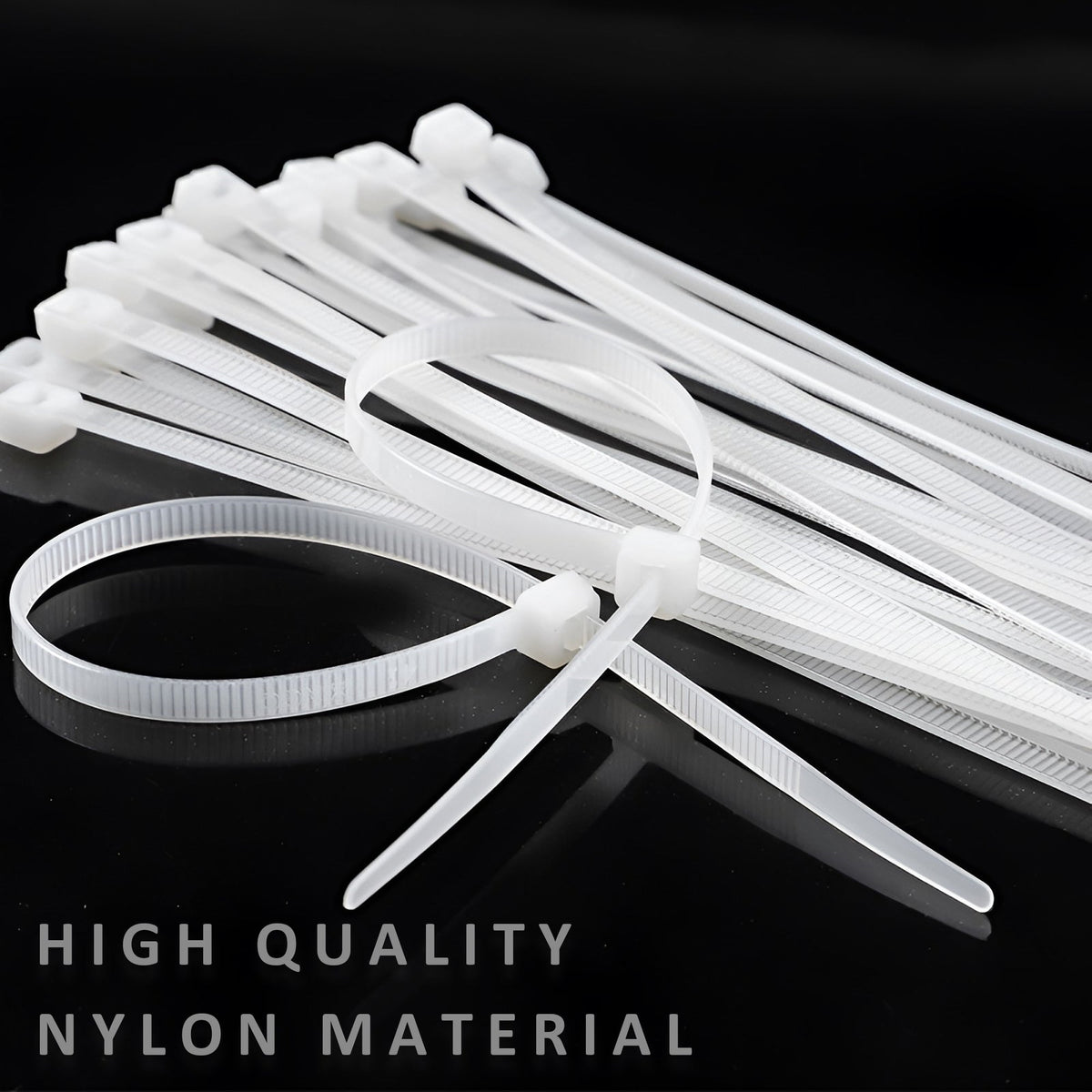 100x White Heavy Duty Nylon Cable Ties