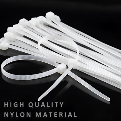 100x White Heavy Duty Nylon Cable Ties