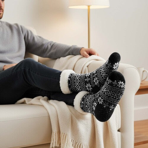 Mens Sherpa thermal Slipper Socks