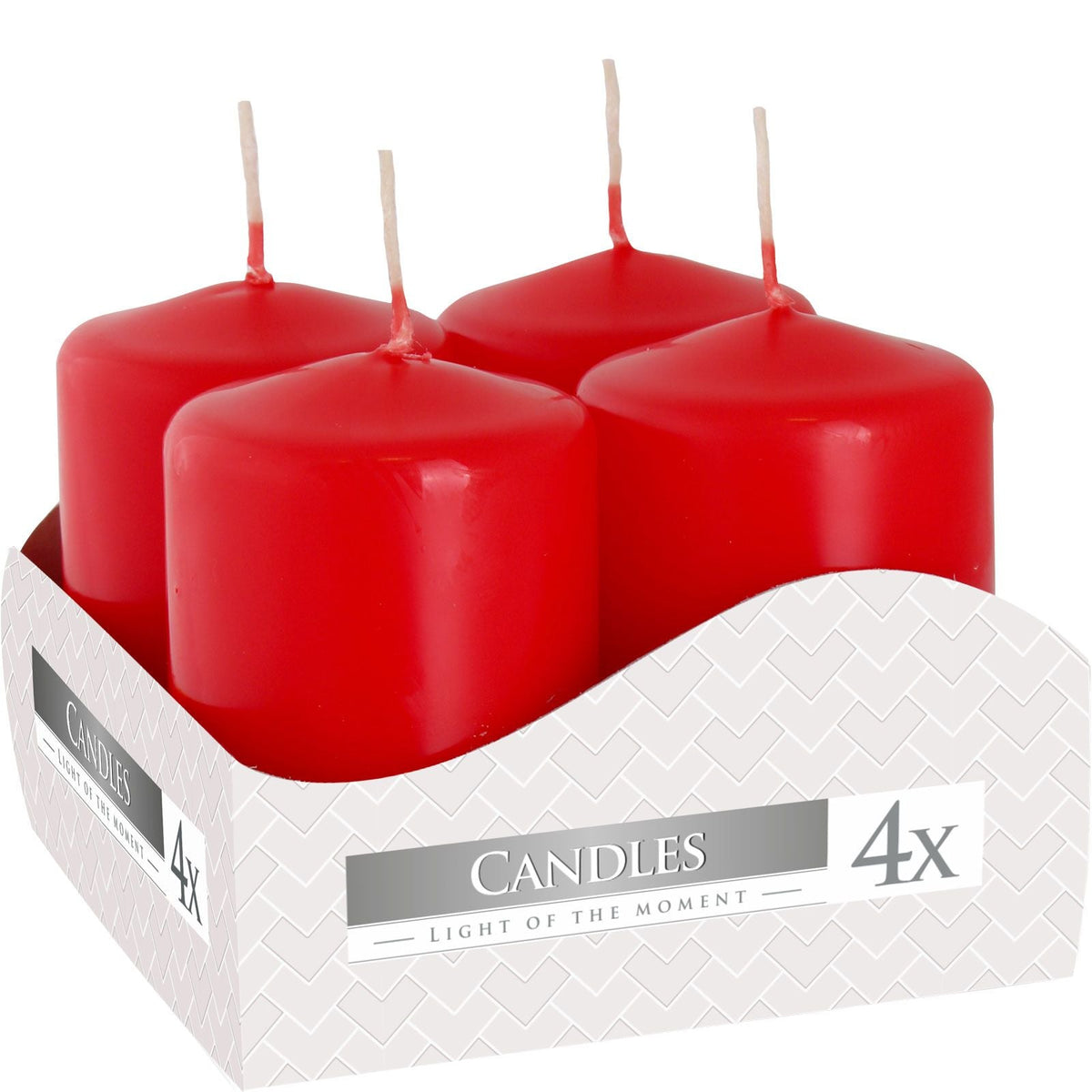 Pillar Candles Set of 4 Red -  40X60mm