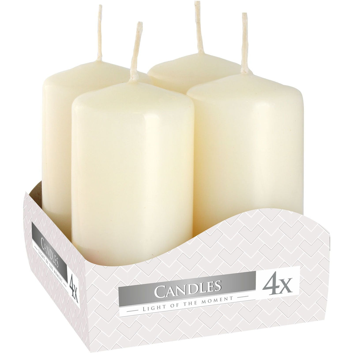 Set of 4 Pillar Candles  40X80Mm - Ivory