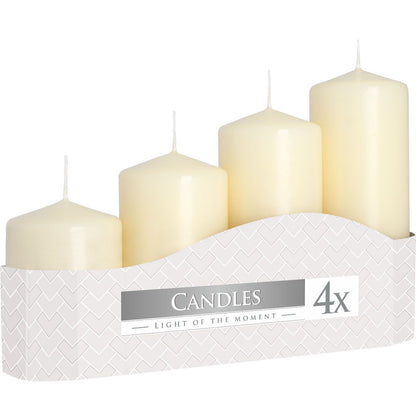 Set of 4 Pillar Candles  50Mm (11/16/22/33H) - Ivory
