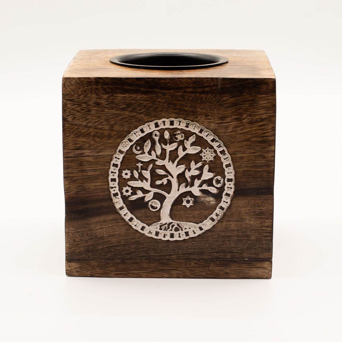 Square Wood Oil Burner (Large)  - Tree of Life