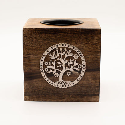 Square Wood Oil Burner (Large)  - Tree of Life