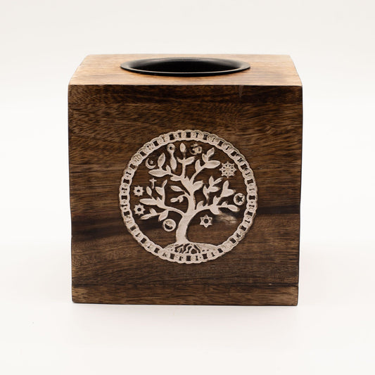 Square Wood Oil Burner (Large)  - Tree of Life