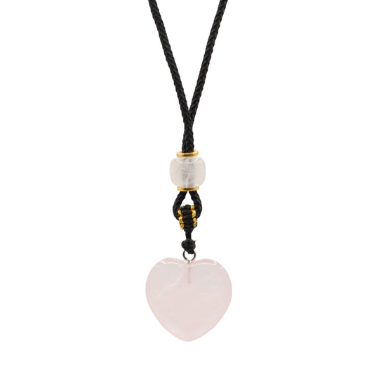 Rose Quartz Necklace Gemstone Pendant - Heart shaped