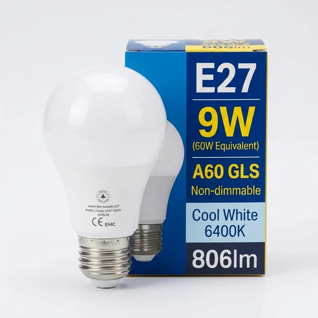 9W E27 LED Bulb A60 GLS 6400K