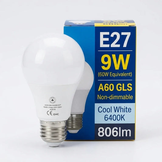 9W E27 LED Bulb A60 GLS 6400K