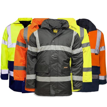 Hi vis waterproof coat Mens HV302 parka jacket