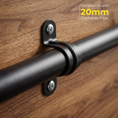 Black Saddle Clamp Conduit Pipe Lighting U Clips - 20mm