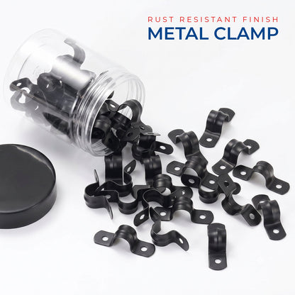 Black Saddle Clamp Conduit Pipe Lighting U Clips - 20mm