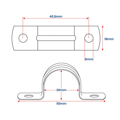 Black Saddle Clamp Conduit Pipe Lighting U Clips - 20mm