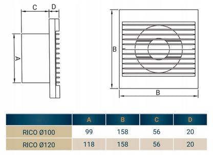 Rico Axial Bathroom Extraction Fan - 120mm