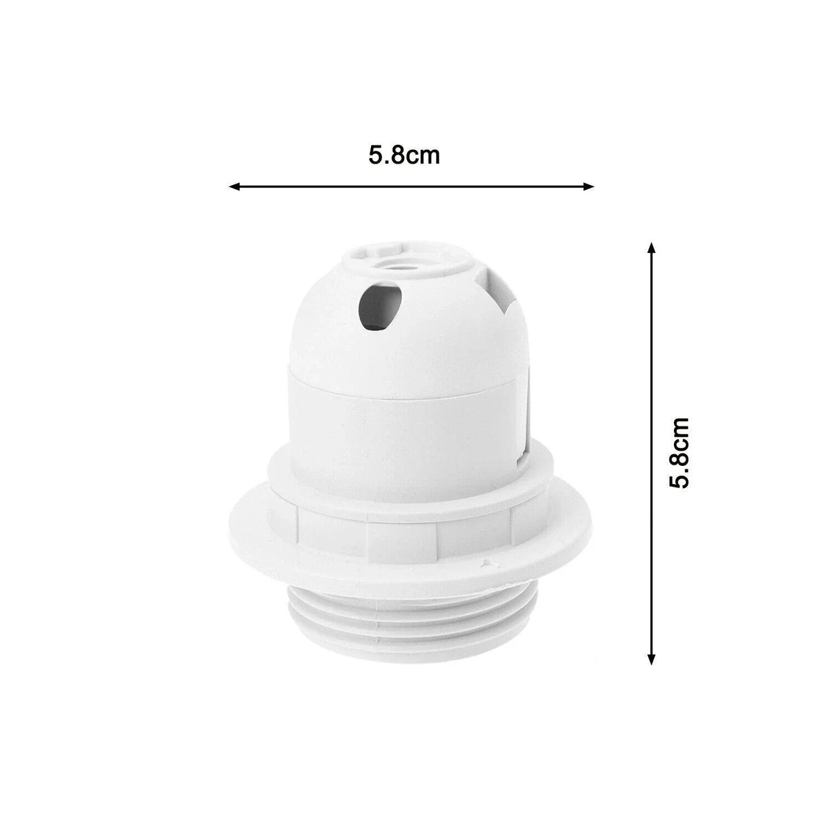 White Lamp Holder E27 Edison with Shade Ring & Cord Grip