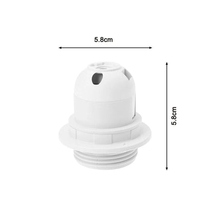 White Lamp Holder E27 Edison with Shade Ring & Cord Grip