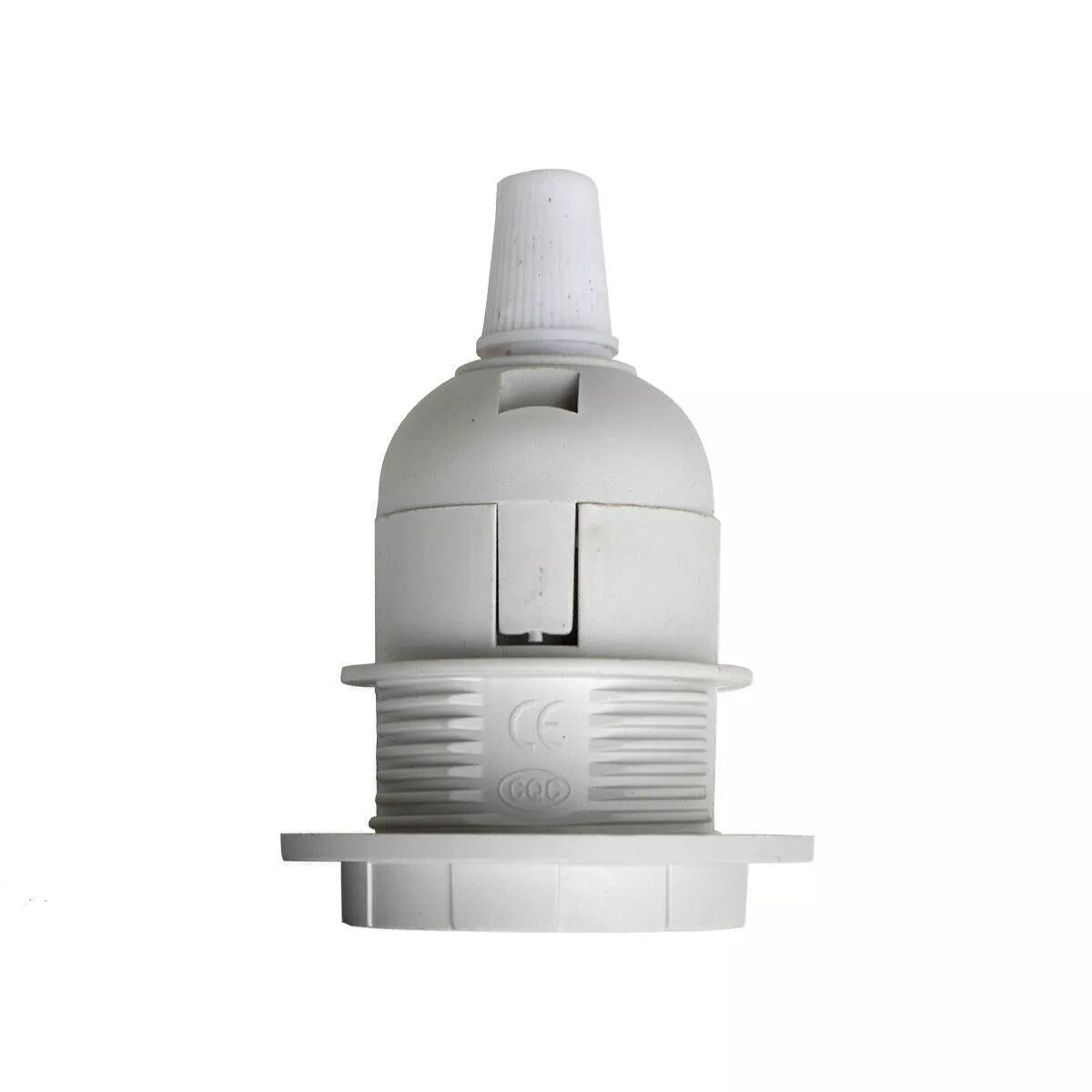 White Lamp Holder E27 Edison with Shade Ring & Cord Grip