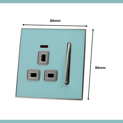 Blue Glossy 13A Plug Socket Satin Gold Insert Screwless