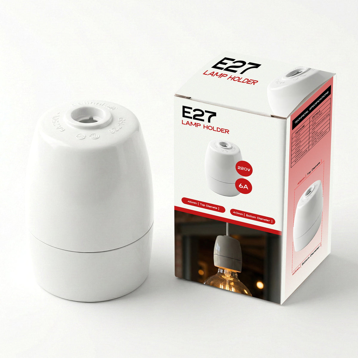 E27 Heat Resistant Screw Pendant Light Bulb Holder