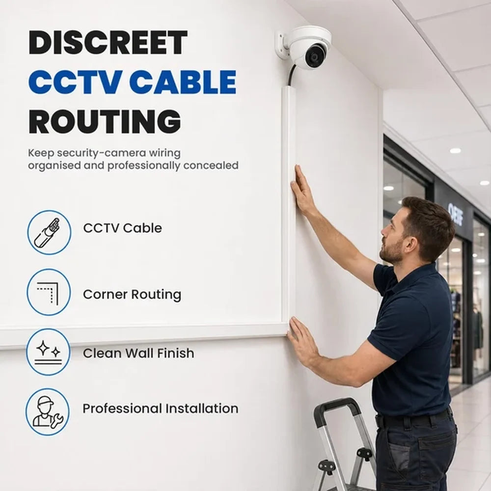Cable Trunking with White Self Adhesive Cover - 3 Size Options