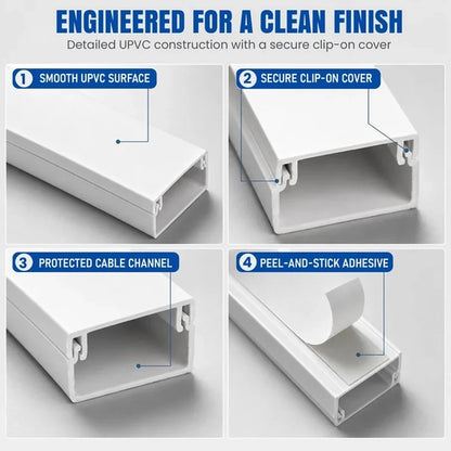 Cable Trunking with White Self Adhesive Cover - 3 Size Options